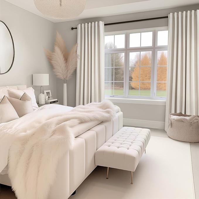 Topfinel 120 Inches Long Extra Long Pinch Pleat Faux Linen Curtains - Image 7