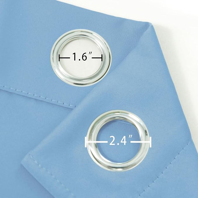 Sky Blue Blackout Curtains 42 x 54 Inch Length Set of 2 Panels Grommet Bedroom - Image 5