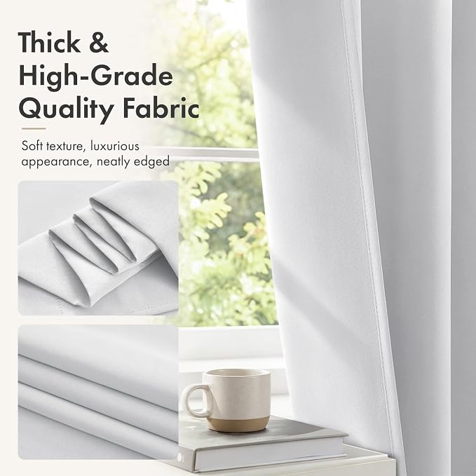 MIULEE 4-Panel Blackout Kitchen Window Curtain Panels 40"x45" Greyish White | - Image 6