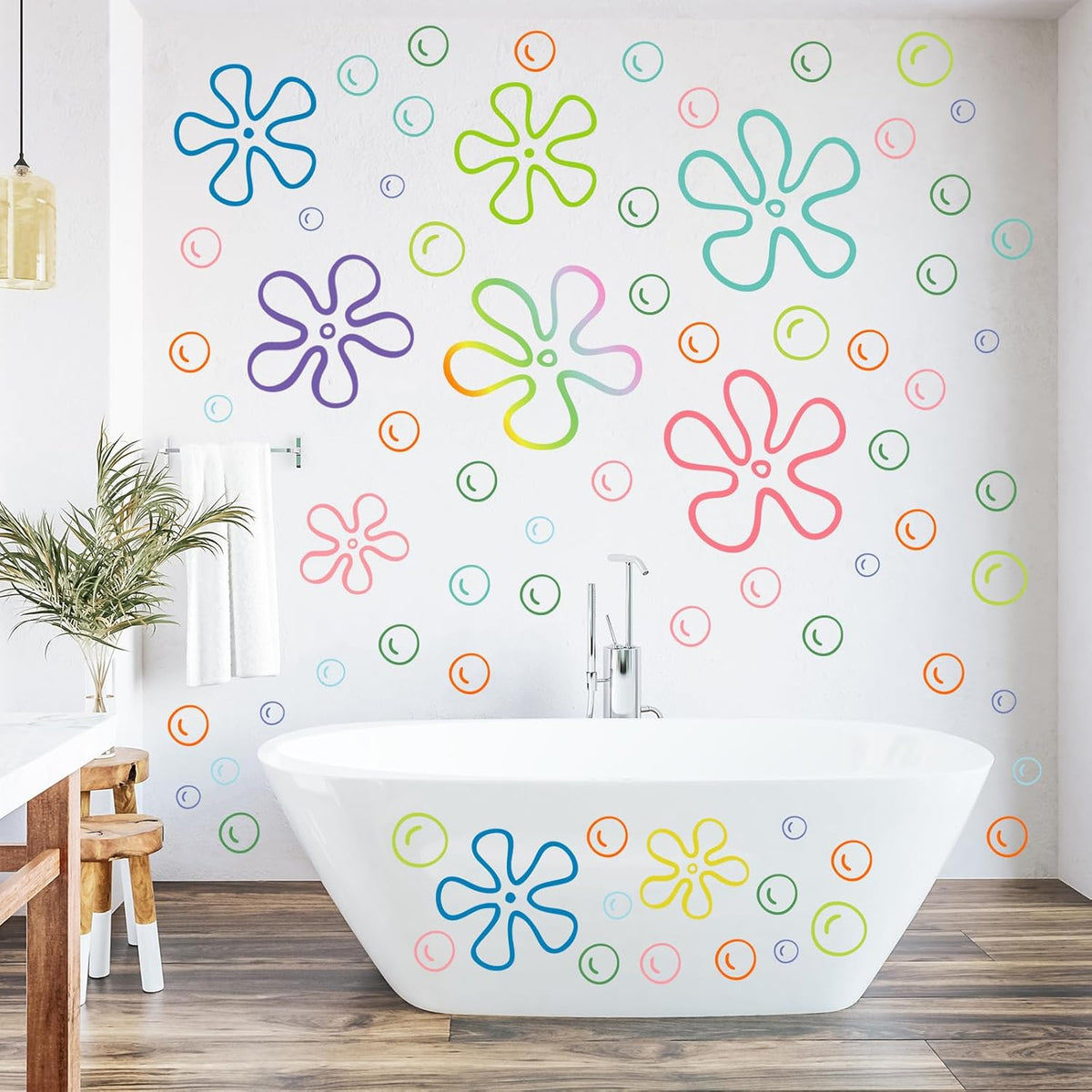 187PCS Flower Bubbles Wall Decals Under The Sea Birthday Party Decorations Ocean Wall Stickers Wall Decor for Bathroom Nursery Bedroom Home Classroom Car