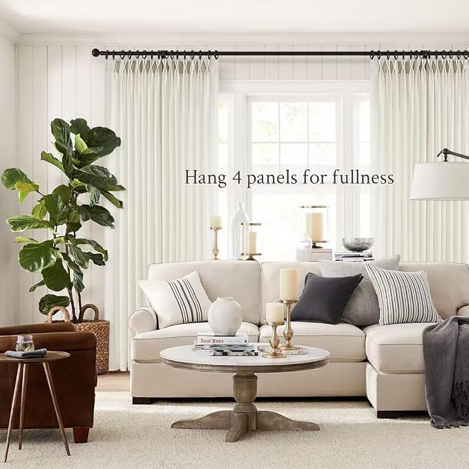 Topfinel 108 Inch Pinch Pleated Linen Curtains 1 Panels, Natural Semi Sheer - Image 6