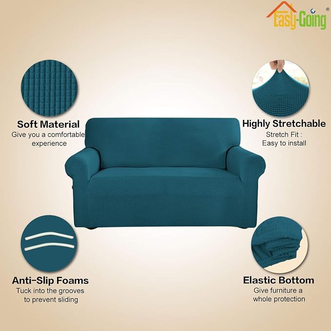 Easy-Going Stretch Oversized Sofa Couch Slipcover Washable Peacock Blue | - Image 3