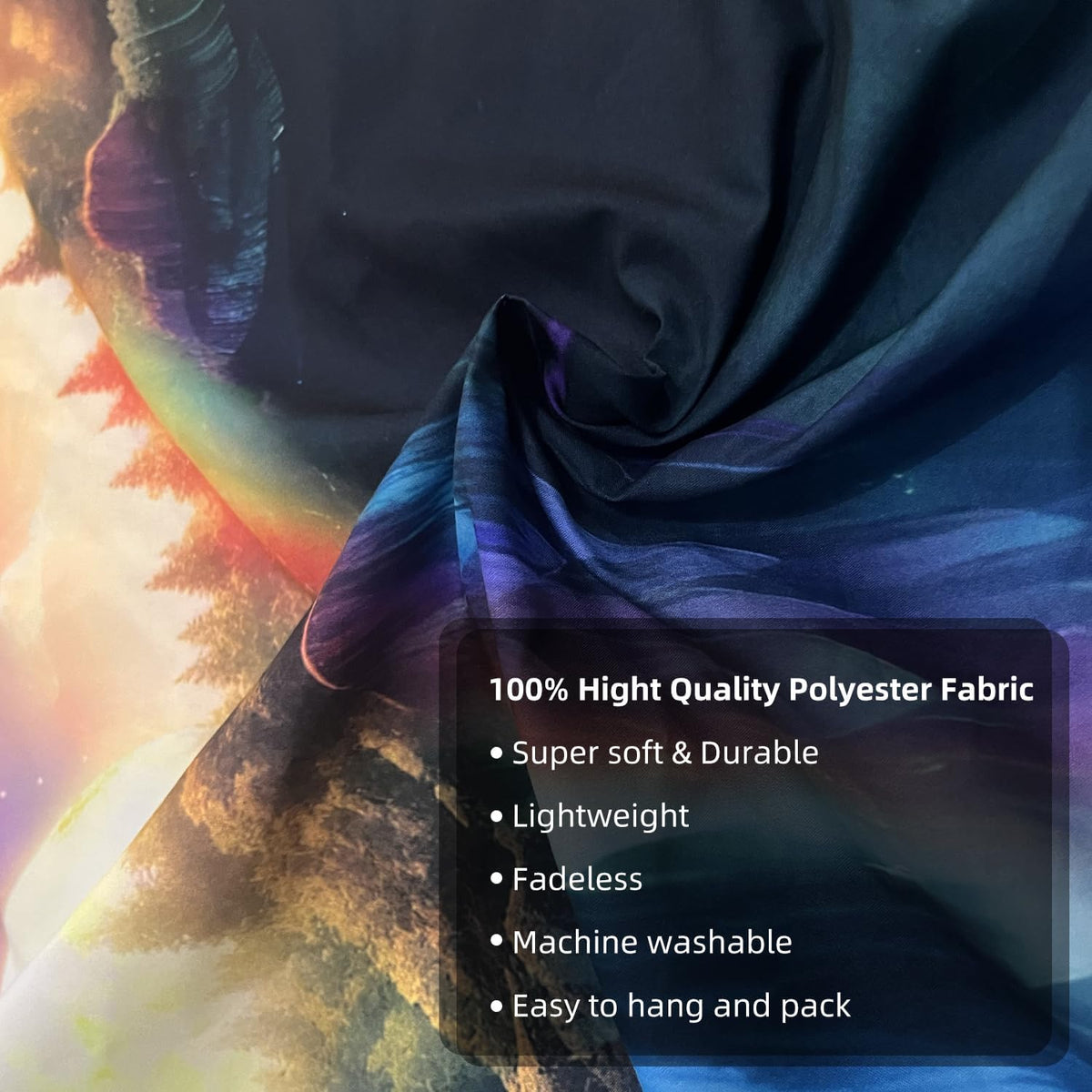 OSVINO Blacklight Rainbow Waterfall Tapestry 79"x59" UV Reactive Trippy Wall Hanging Rainbow Aesthetic Waterfall Wall Posters Bedroom Spiritual Room Decor