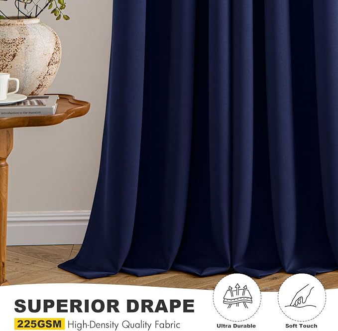 MIULEE Blackout Curtains for Bedroom 2 Panels 40 x 68 Inch Long Navy Blue | - Image 5
