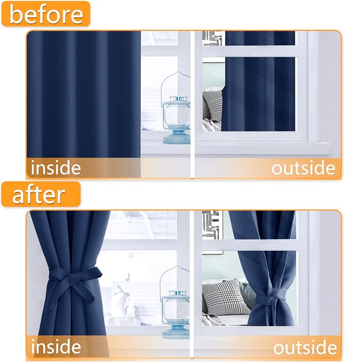 Blackout Curtains for Bedroom, 38 x 84 Inches Long, 2 Panels | Thermal - Image 4