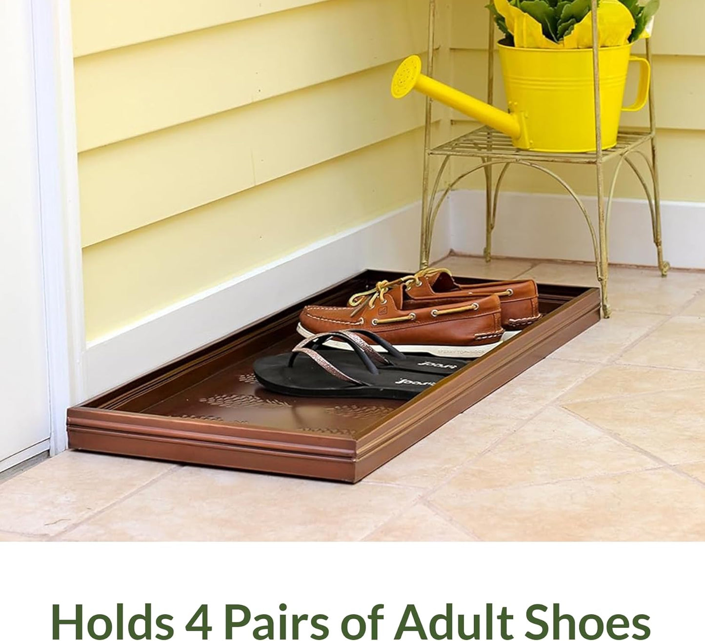 Good Directions Large Boot Tray, Pine Cones Multi-Purpose All Weather Decorative Boot Tray, Shoes, Plants, Garage, Patio Door, Pet Bowls, 35 inch Entry Indoor Shoe Tray, Copper Finish