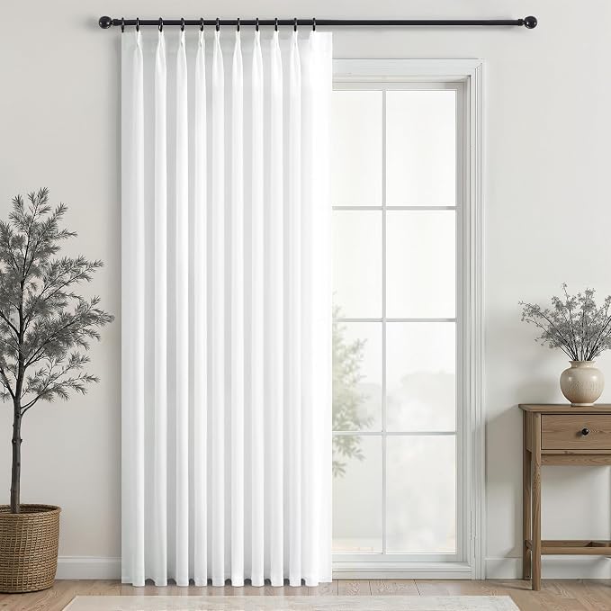 Topfinel 102 Inch Curtains 1 Panels Set, One Packs Pinch Pleat Back Tab Linen by Topfinel