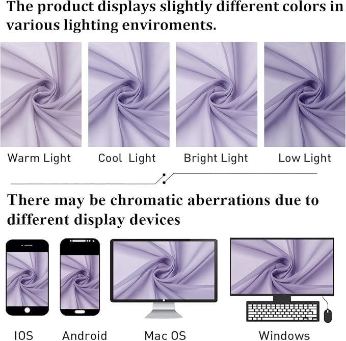Light Purple Sheer Curtains 84 Inches Long 2 Panels, Double Rod Pocket Window - Image 7