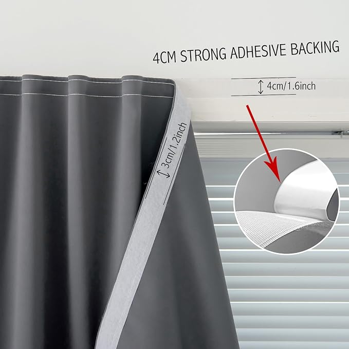 Portable Light Blocking Curtains Self Stick Design Removable Adhesive Window - Image 7