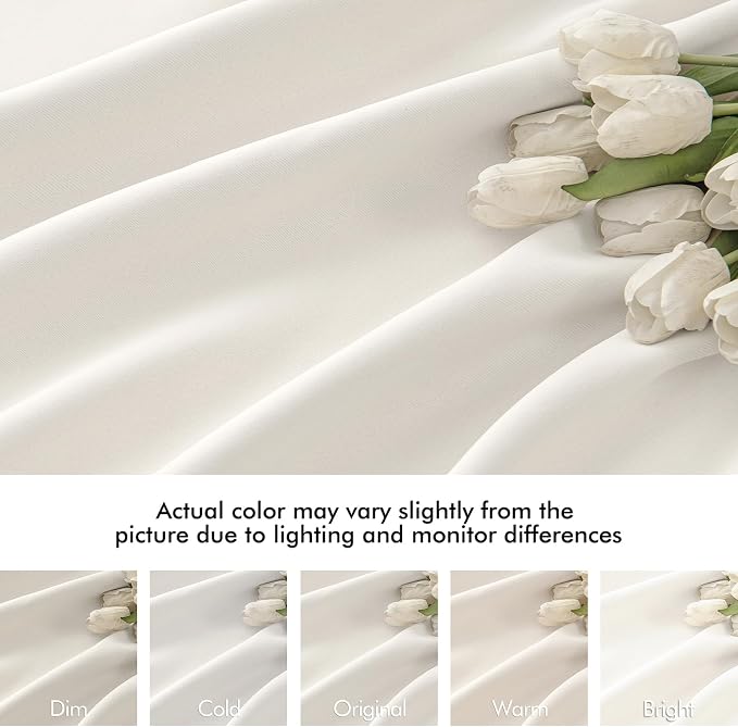 MIULEE Ivory Back Tab Blackout Curtains 52x102 Inch Long 2 Panels Set | Rod - Image 8