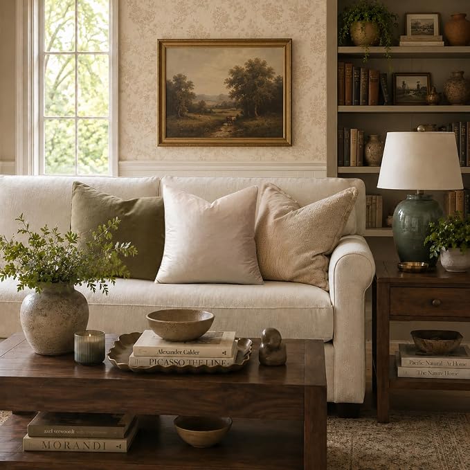 GIGIZAZA Velvet Pillow Covers 22x22 Decorative Pillows Pack of 2 Beige | - Image 2