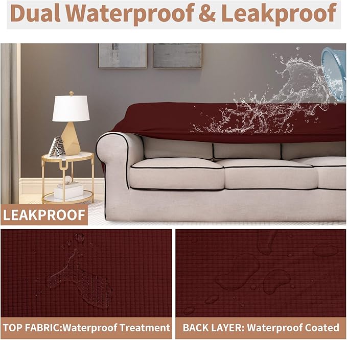 Easy-Going 100% Waterproof Chair Couch Cover, Stretch Jacquard Sofa Cover | - Image 3