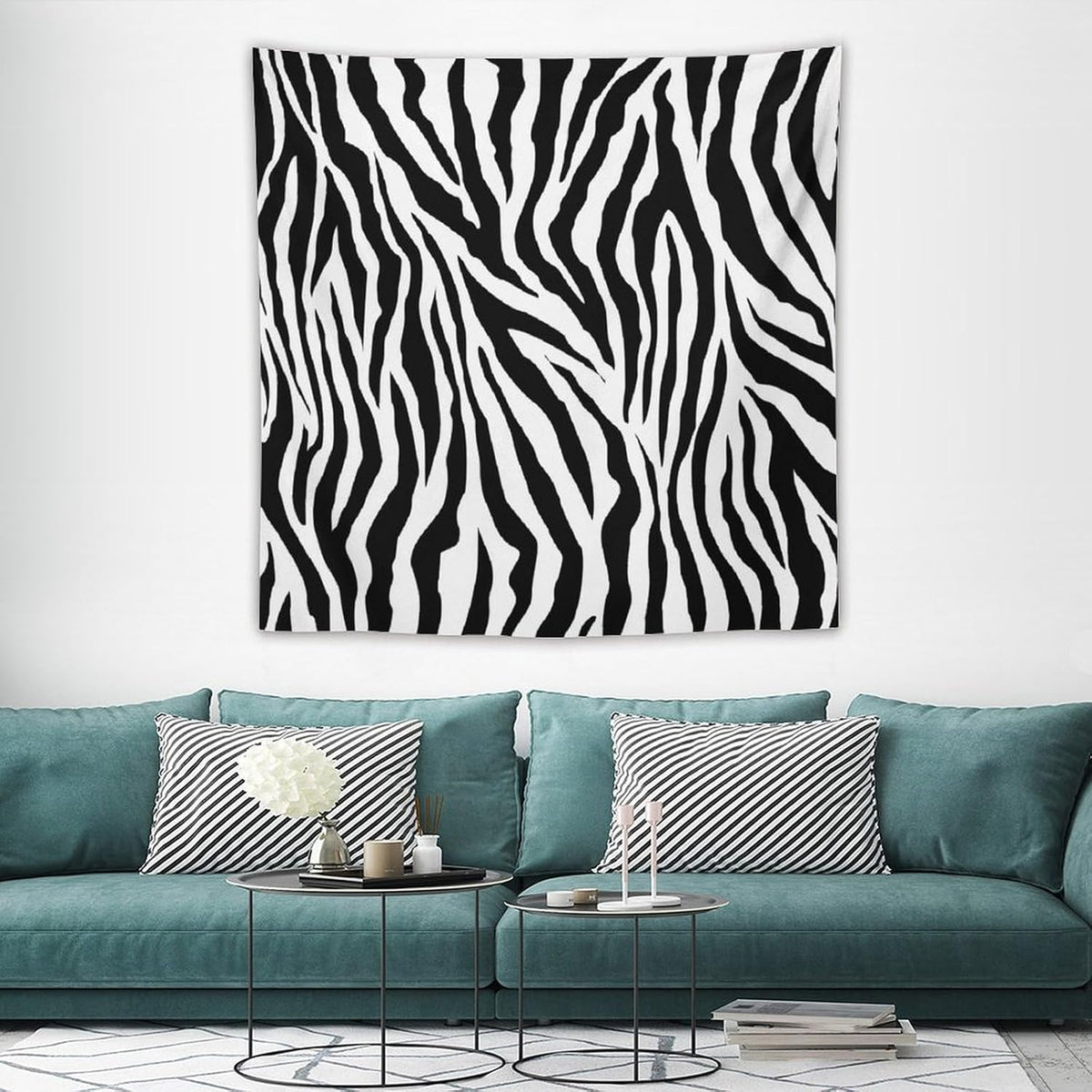 HZOHNAGO Zebra Print Tapestry Nature Wild Animals Black and White Stripe Printed Wall Tapestry Painting Wall Hanging for Bedroom Living Room Dorm 60" W x 60" H