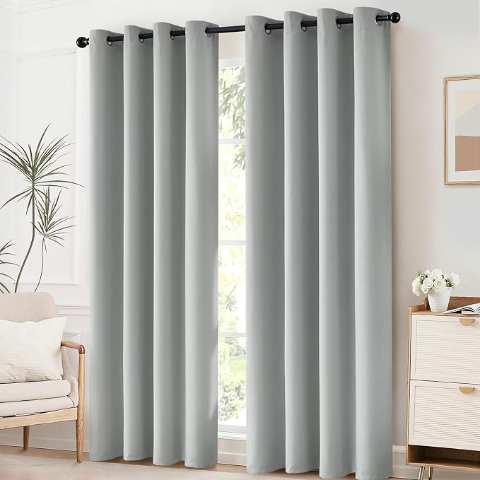 Yakamok Room Darkening Curtains 52x63 inch Length Light Grey-Living Room | 2 - Image 2