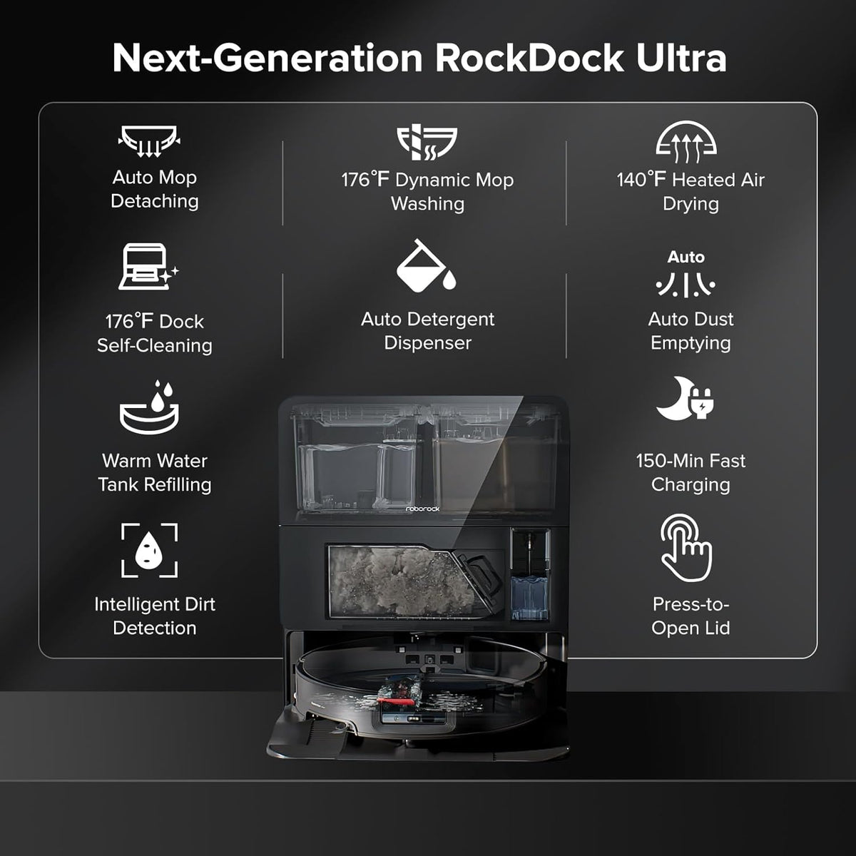 roborock Saros 10 Robot Vacuum and Mop, 22,000Pa Suction, AI Obstacle Avoidance, 3.14-inch Ultra Thin, Intelligent Dirt Detection, Zero Tangling Main Brush, Hot Water Mop & Dock Self Cleaning