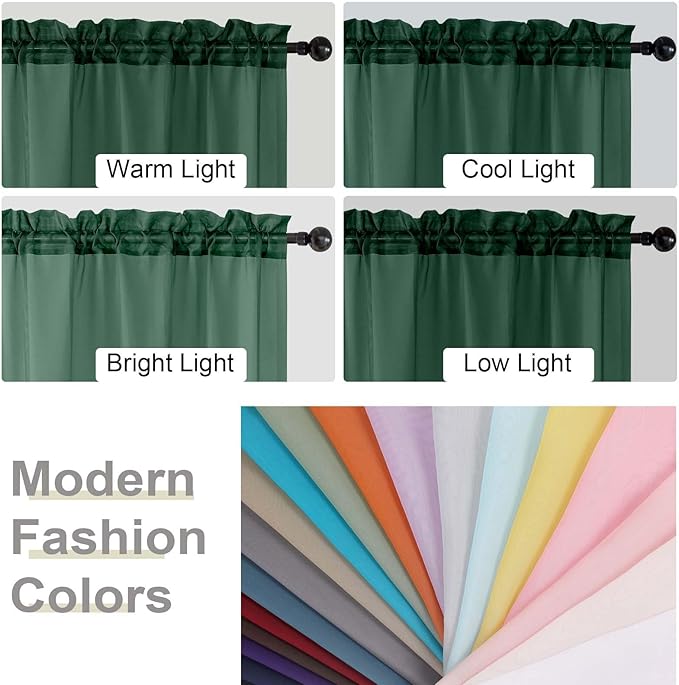 Hunter Green Sheer Curtain for Bedroom Living Room 72 Inches Long 2 Panels Set - Image 6