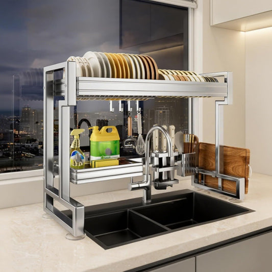 Kitchen Sink Rack Sink Above The Dish Drain Dish Washing Rack Stainless Steel Multifunctional Dish Storage Rack,Over The Sink Drying Rack for Dishes(1,75cm/29.5in)