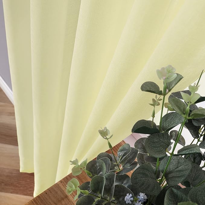 Tollpiz Short Sheer Curtains Linen Textured Bedroom Curtain Sheers Light - Image 3