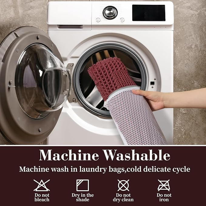 RESARE Waffle Bath Mat for Bathroom Non Slip Bathroom Rugs 18"x30" Dark Red | - Image 6