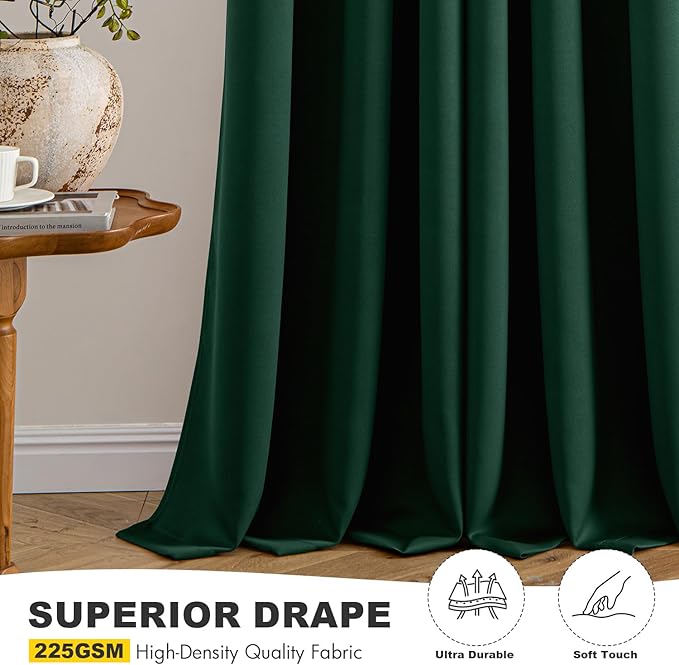MIULEE Blackout Curtains for Bedroom 2 Panel 50 x 63 Inch Long Hunter Green | - Image 5