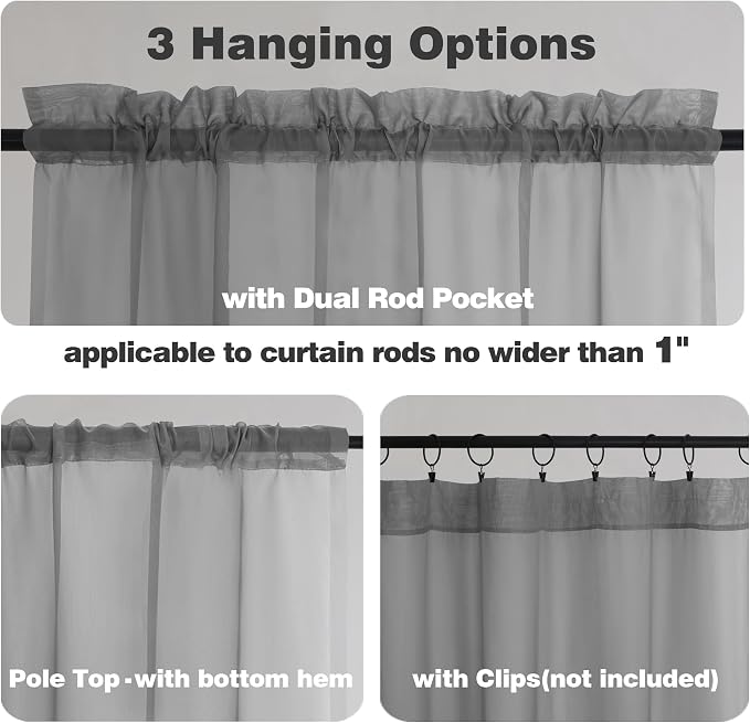 Chyhomenyc Charcoal Grey Sheer Valance - Image 6