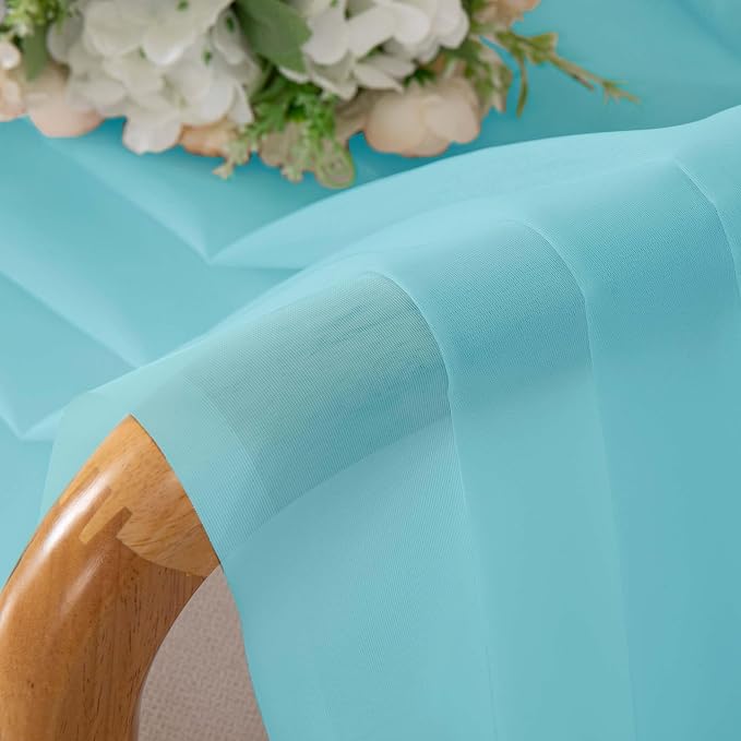 Aqua Kitchen Sheer Curtains for Bedroom Living Room 45 Inch Length, Soft Solid - Image 6