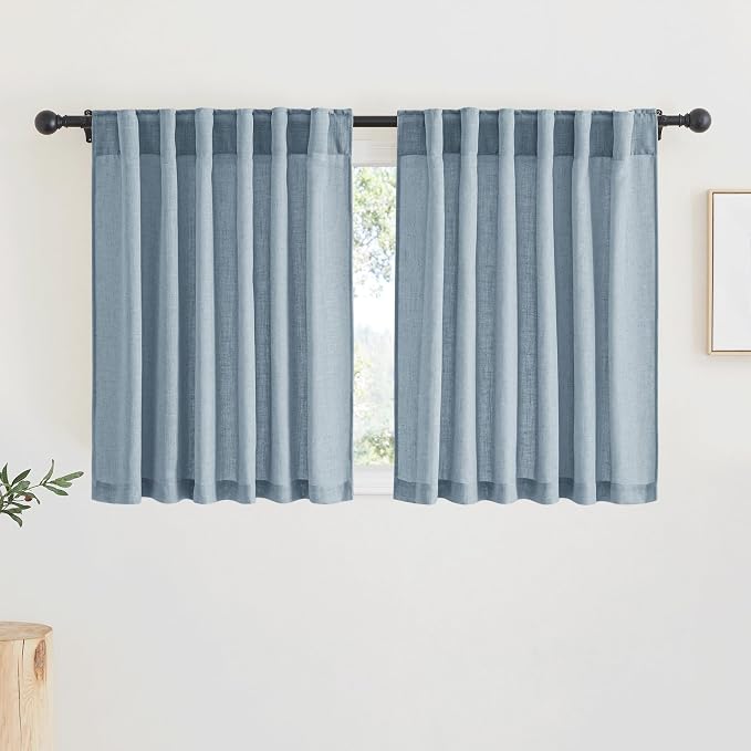 RYB HOME Linen Semi Sheer Kitchen Curtains Over Sink 36 inches Length | Light by RYBHOME