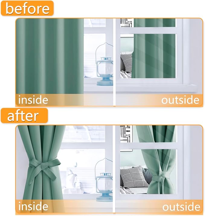 Blackout Curtains for Bedroom, Sage Green, 42 x 72 Inch, 2 Panels | Noise - Image 4