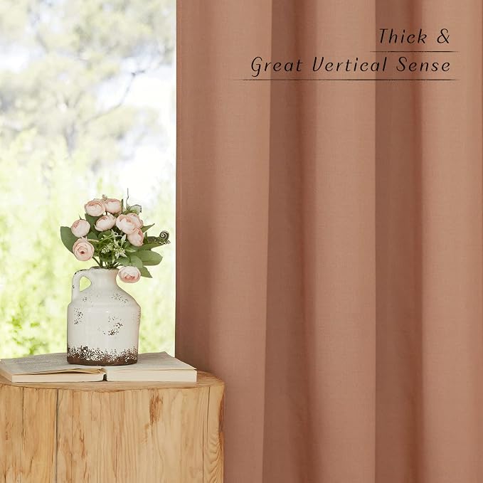 NICETOWN Linen Terracotta Window Curtains 84 inches Long, Grommet Thick Linen - Image 6