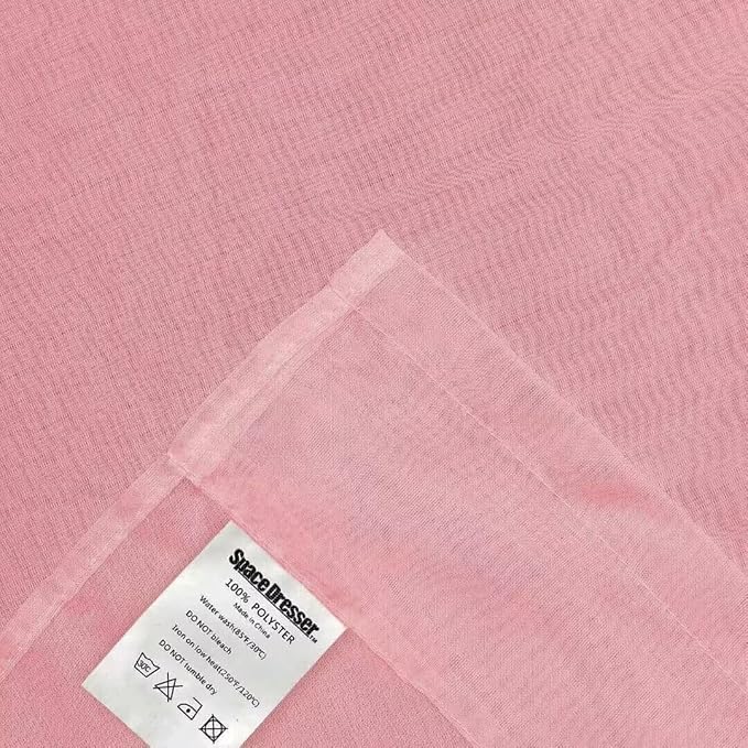 SpaceDresser Sheer Blush Curtains 4 Panels Rod Pocket Semi-Sheer Curtain 54 - Image 6