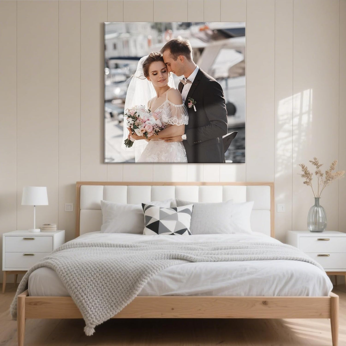 Personalized Custom Canvas Prints with Your Photos & Text, Customized Picture Print, Transform Own Images Into Framed Wall Art Digitally Printed Photo to Canvas, Keepsakes Gifts for Family 28x28’’
