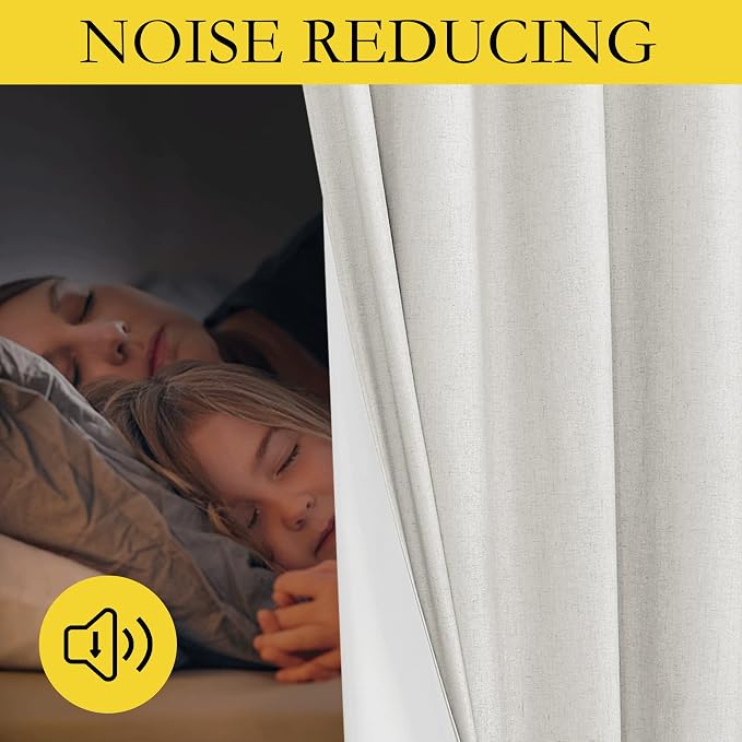 NICETOWN 100% Blackout Linen Texture Curtains 90 inches Long, Thermal Insulated - Image 4