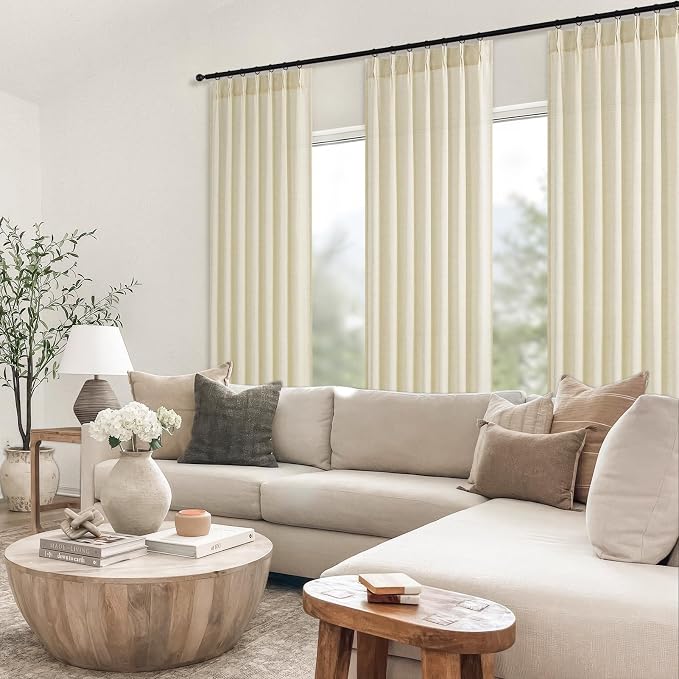 Topfinel 108 Inch Pinch Pleated Curtains 2 Panels, Cream Semi Sheer Curtains - Image 8