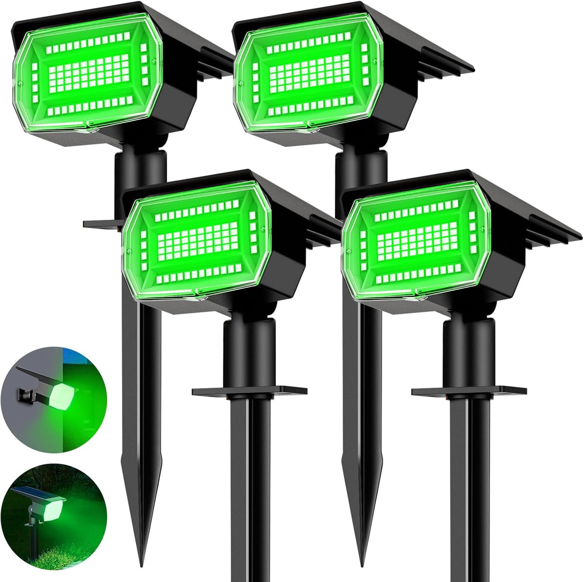 nipify 4 Pack Solar Spot Lights Outdoor, Solar Powered Waterproof Spotlight, Landscape Lighting for Outside Yard Garden Pathway,Green