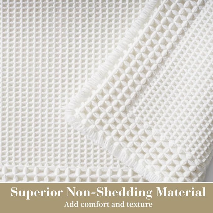 RESARE Waffle Bath Mat for Bathroom, Non Slip Bathroom Rugs 17"x24" White | - Image 2
