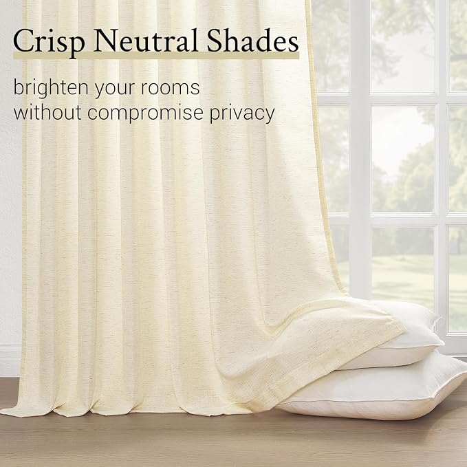 Topfinel 108 Inch Pinch Pleated Curtains 2 Panels, Cream Semi Sheer Curtains - Image 5