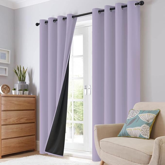 SimpleHome Lilac 100% Blackout Curtains Room Darkening Living Room 96 Inch | - Image 8
