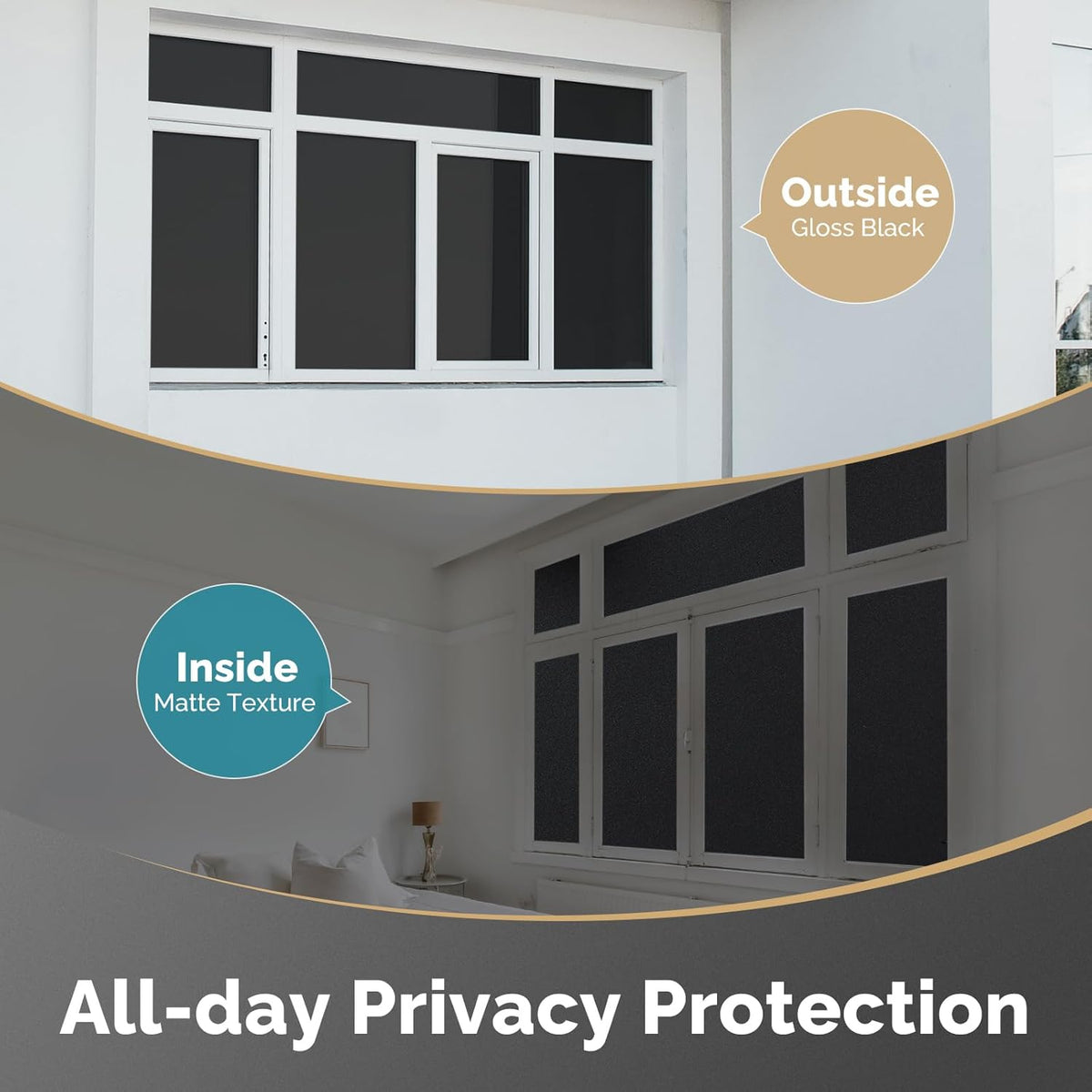 DOWELL Blackout Window Film, 100% Light Sun Blocking Static Cling Frosted Privacy Film for Glass, Heat Control Removable Window Tint, Room Darkening Cover for Day Sleep, Black, 35.4" x 78.5"