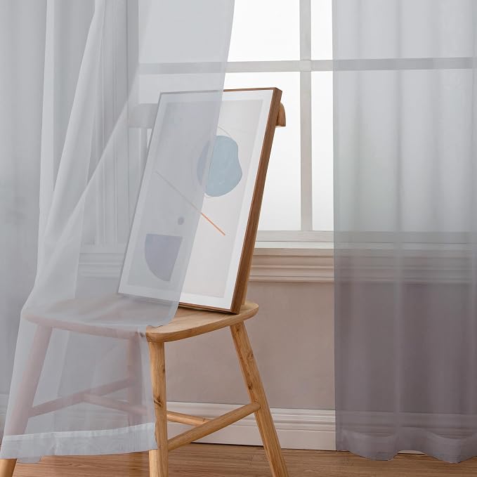 Light Grey Sheer Curtains 90 Inches Long - Image 2