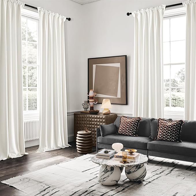 MIULEE Velvet Curtains 50W x 92L 2 Panels Ivory Blackout Curtains | Luxury - Image 5