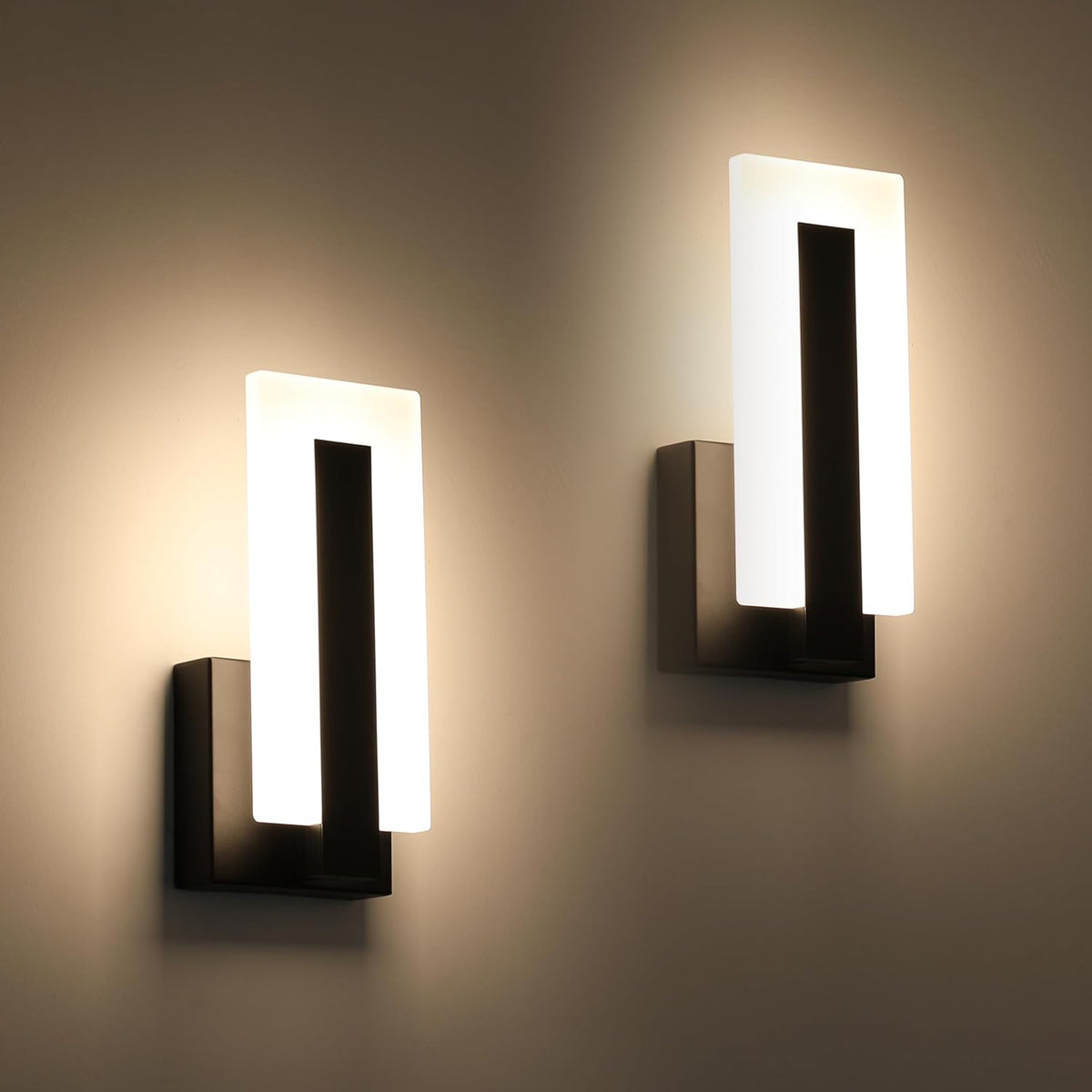 Joosenhouse Modern LED Wall Sconces Up and Down Wall Mount Light Black 3000K Warm White Wall Lights Set of 2, Indoor Wall Lighting for Hallways, Bedrooms, Hallways, Living Room Indoor Wall Lights