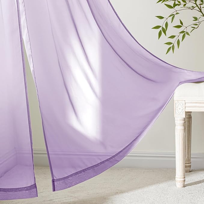 MIULEE Light Purple Sheer Curtains 63 Inches Long 4 Panels 42 x 63 Inches | - Image 7