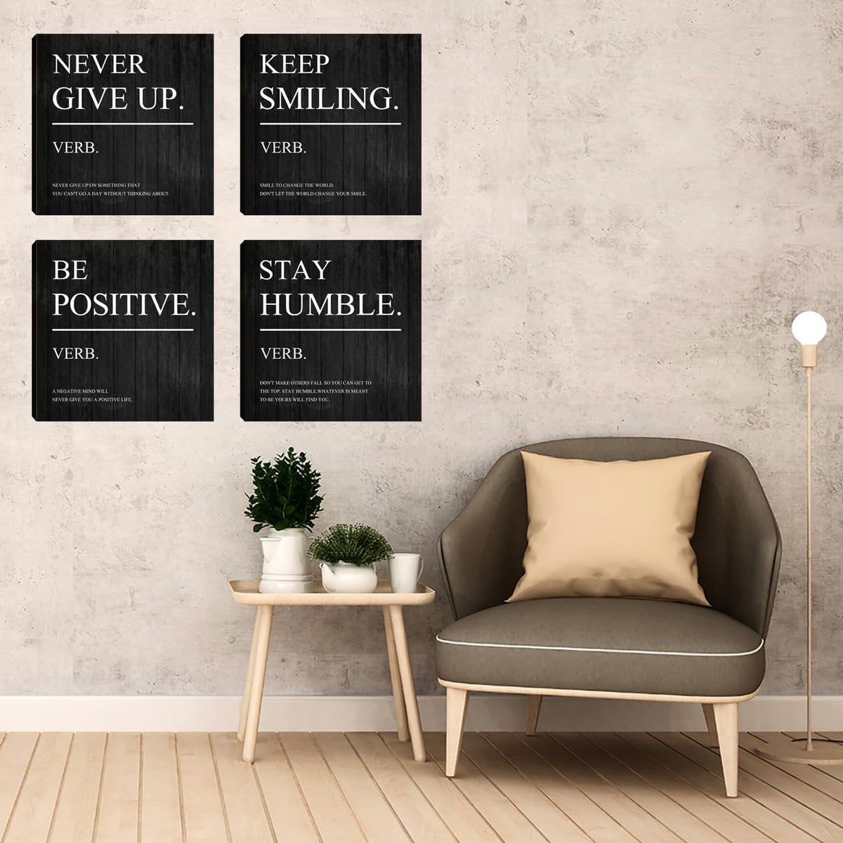 Motivational Wall Art, Office Wall Art Inspirational Quotes Canvas Art for Home Office Wall Decor, Positive Wall Decor Painting Poster Artwork for Company Living Room Bedroom Corridor 12”X12”X4