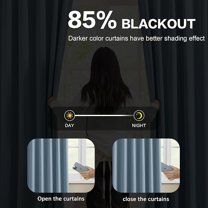 2 PCs Dusty Blue Pleat Wide Drapes - Image 3