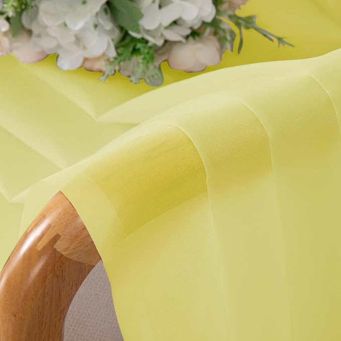 Lemon Sheer Curtains for Bedroom Living Room 72 Inches Long 2 Panels Set - Image 6