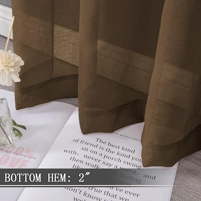 Tollpiz Sheer Curtain Linen Textured Living Room Curtains Sheer Light Filtering - Image 4