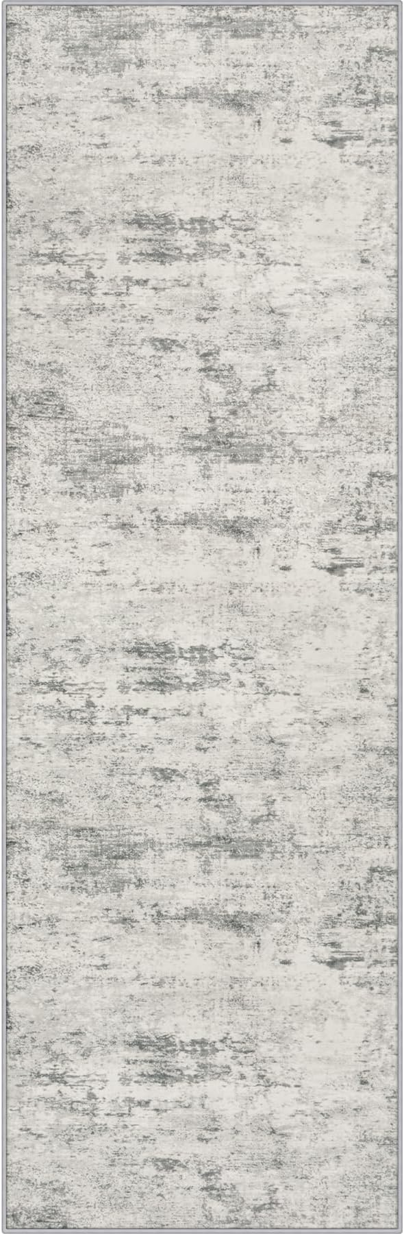 2.6x8 Washable Runner Rug：Modern Abstract Kitchen Soft Carpet Gray | by FXRHLP
