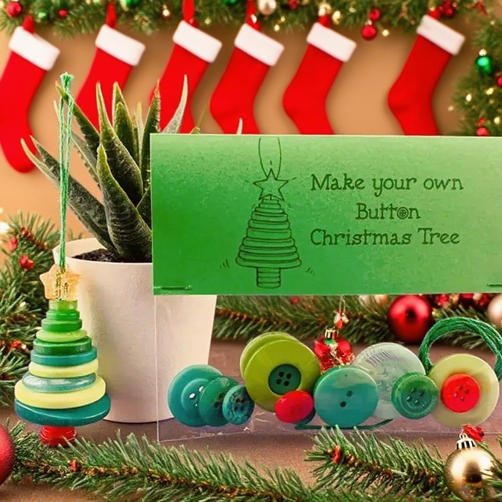 DIY Christmas Button Ornament Making Set - Snowman/Santa/Angel, Fun Holiday Craft Kit for All Ages, Ideal Xmas Tree Hanging Decor & Festive Gifts (B 8)