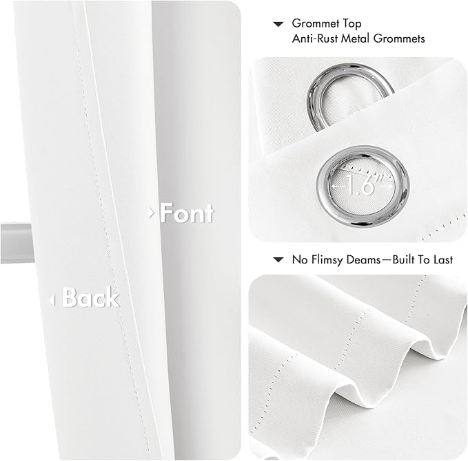 MIULEE Blackout Curtains for Bedroom 2 Panels 40 x 80 Inch Long Pure White | - Image 4
