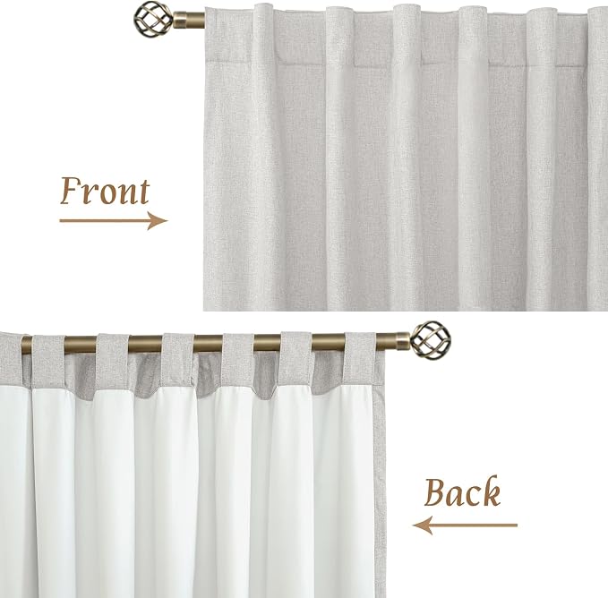 Natural 100% Blackout Linen Curtains 45 Inches 2 Panels, Light Grey | Linen - Image 8